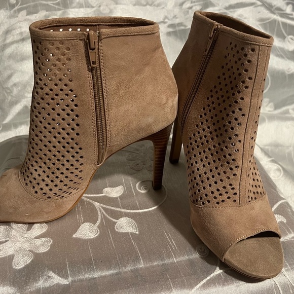 Peep -Toe Stiletto Suede Stiletto Boot by Audrey Brooke - Picture 2 of 8